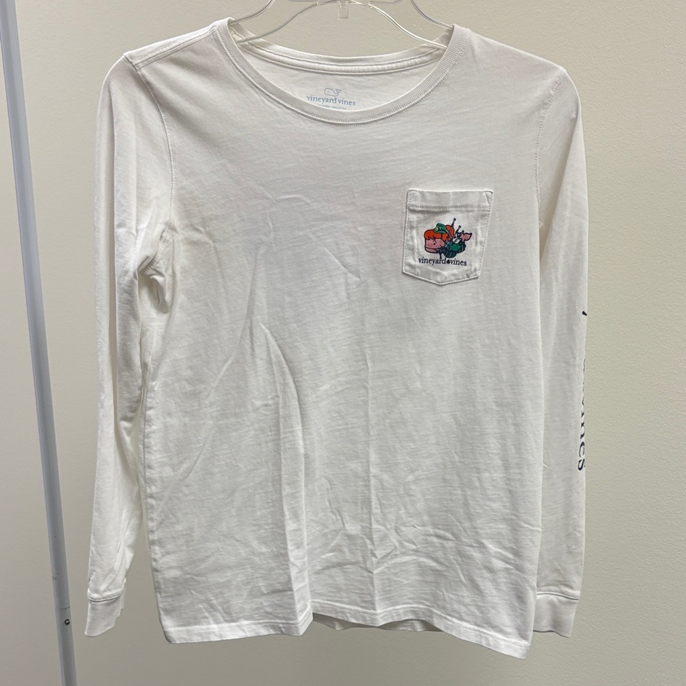 Vineyard Vines Cream Long Sleeve Tee with Logo
